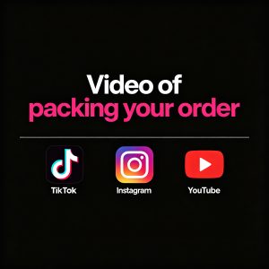 Video of packing your order - Lucky Scoops packing video posted on TikTok Instagram YouTube